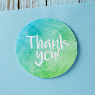 Thank you watercolour bright green sticker