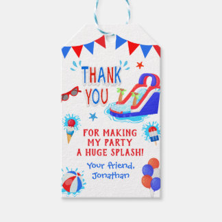Thank You Waterslide Summer Red White Blue Party Gift Tags