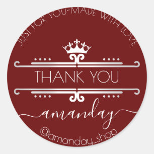 Thank You Web Boutique Shop Royal Crown Ruby Classic Round Sticker