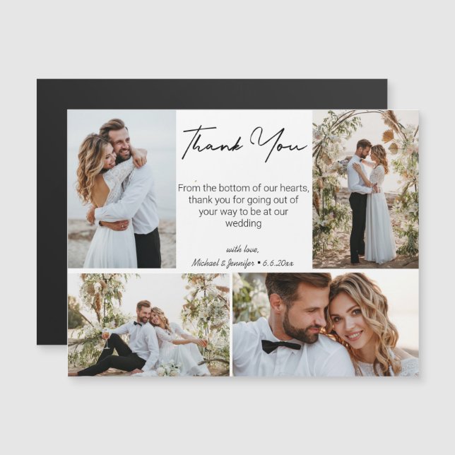thank you wedding 4 photos collage stylish magnet (Front/Back)