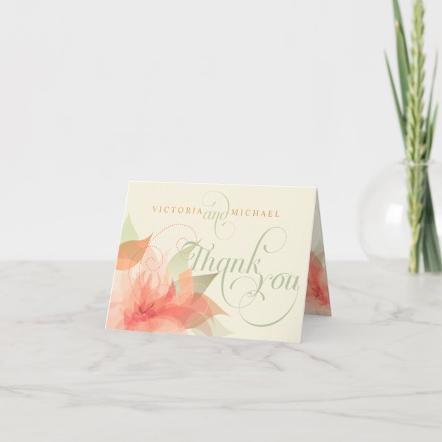 Thank You Wedding Abstract Floral-2 Notecards (Front)