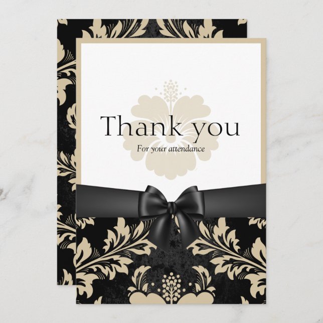 Thank you wedding beige floral invitation (Front/Back)
