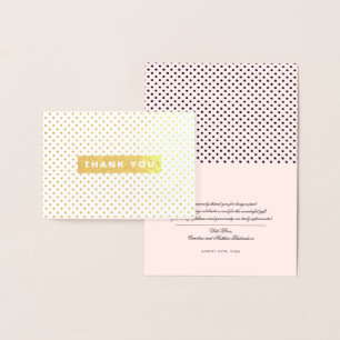 Thank You Wedding Blush Pink Polka Dots Luxury  Foil Card