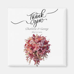 Thank You Wedding Bouquet Flower Wedding Favour Magnet