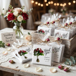 Thank You Wedding Bouquet Flower Wedding Favour Magnet