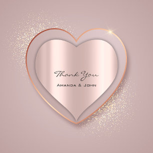 Thank You  Wedding Bridal Rose Heart Heart Sticker