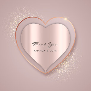 Thank You  Wedding Bridal Rose Heart Heart Sticker