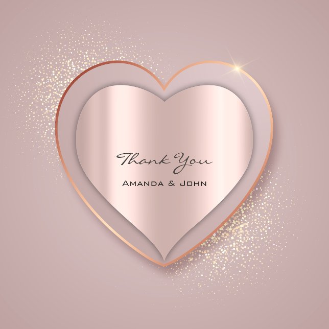 Thank You  Wedding Bridal Rose Heart Sticker (Thank You Wedding Bridal Rose Heart Heart Sticker)