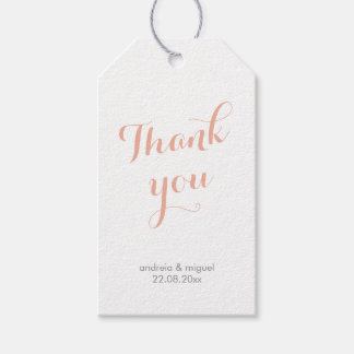 Thank You Wedding Calligraphy Script Coral Grey Gift Tags