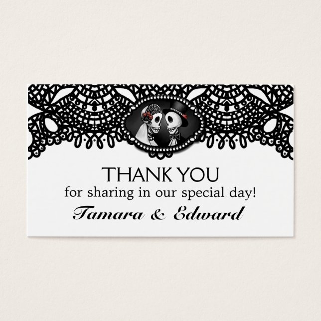 Thank You Wedding Card Halloween Skeletons Elegant (Front)
