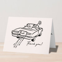 Thank you wedding card sketchy just married car