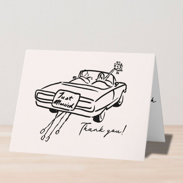 Thank you wedding card sketchy just married car  (Creator Uploaded)