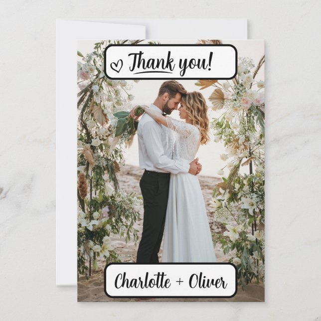 Thank You Wedding Card with Picture (Back & Front) (Front)