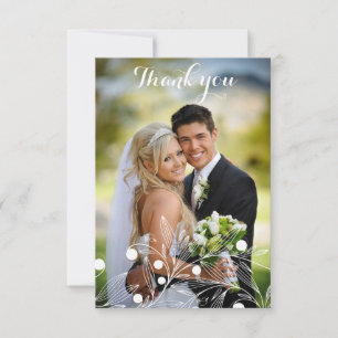 Thank You Wedding Card with White Flower pattern