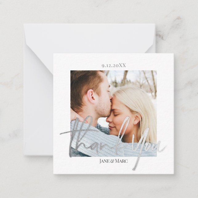 Thank You Wedding Custom Photo Card with Envelope (Front)