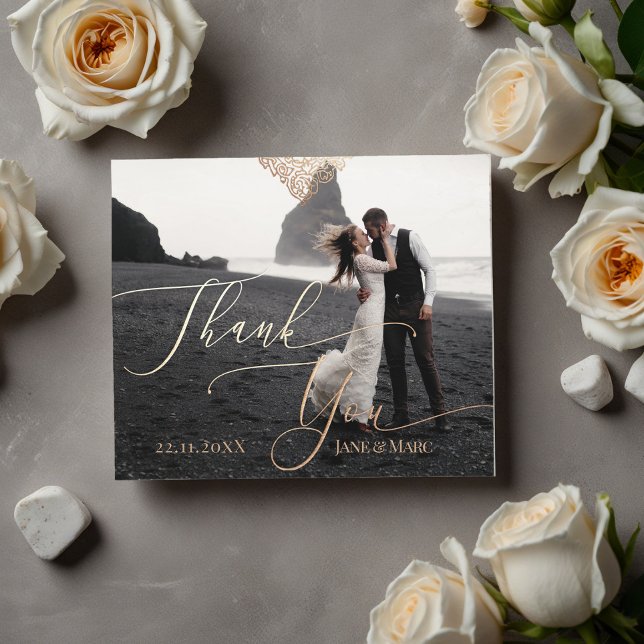 Thank You Wedding Custom Photo Squared Cards (thank you card)