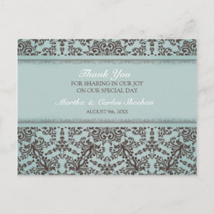 Thank You Wedding Damask Postcard