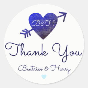 thank you . wedding favour bluish classic round sticker