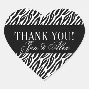 Thank You Wedding Favour Labels Zebra