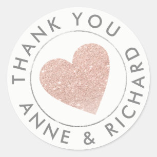 thank you / wedding favour rose classic round sticker