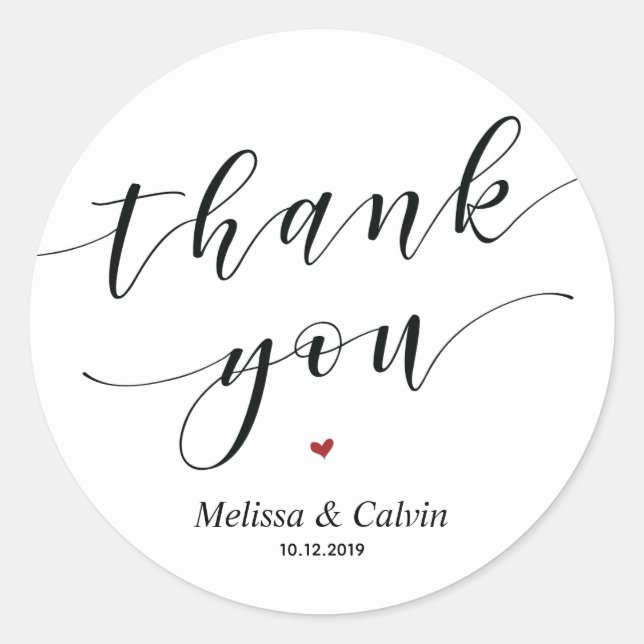 Thank you wedding favour Wedding Sticker / label (Front)
