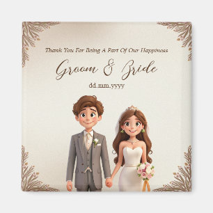 Thank You Wedding favours Magnet Couple Ilustratio