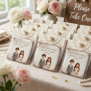 Thank You Wedding favours Magnet Couple Ilustratio