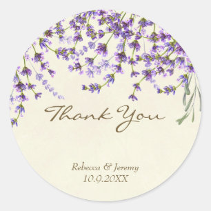 thank you wedding favours stickers lavender