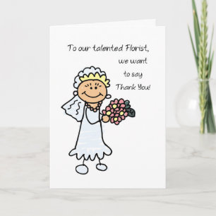 Thank You Wedding Florist Stick Figure Card