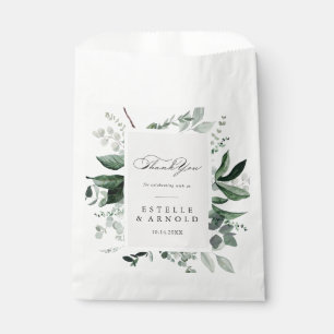 Thank You Wedding Geometric Calligraphy Greenery Favour Bag