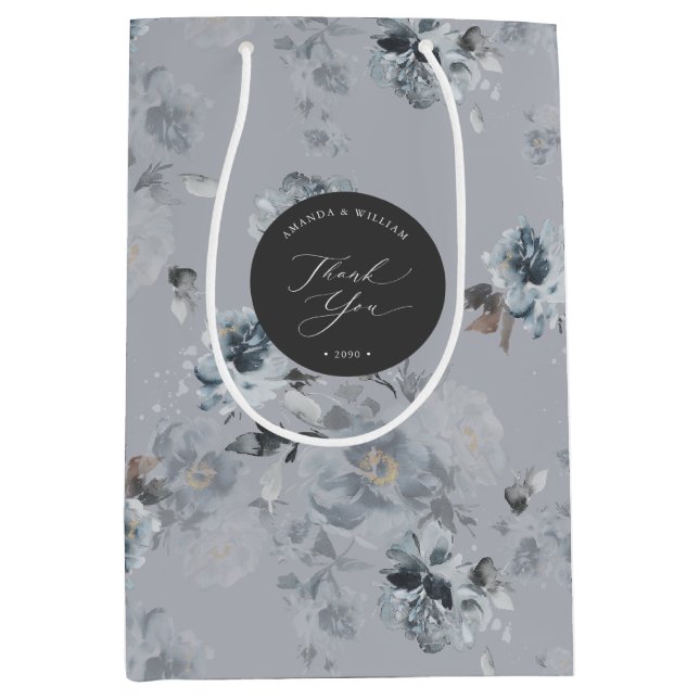 Thank You Wedding Gift Bag with Elegant Floral (Front)