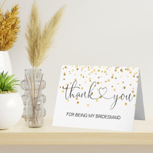 THANK YOU Wedding Gold For Being my BRIDESMAID Card