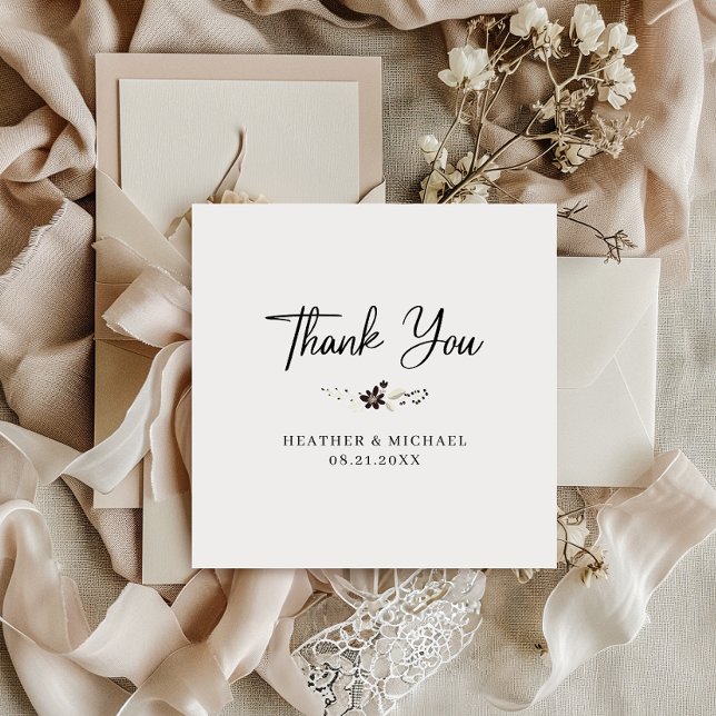 Thank You Wedding Gratitude Elegant Square Card (Express heartfelt gratitude with this elegant thank you card, perfect for conveying appreciation.)