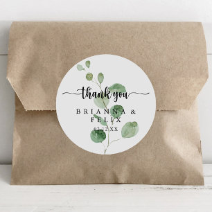 Thank You Wedding Green Delight Eucalyptus Favour  Classic Round Sticker