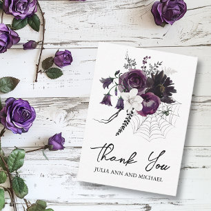 Thank you Wedding Halloween Floral Purple Plum Card