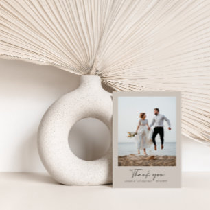 Thank you Wedding modern minimal grey script Card