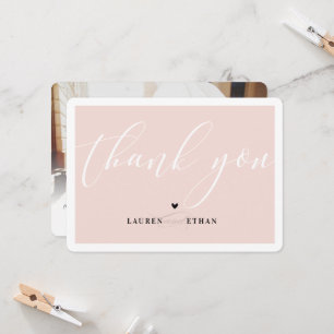 THANK YOU wedding photo elegant black blush pink Invitation