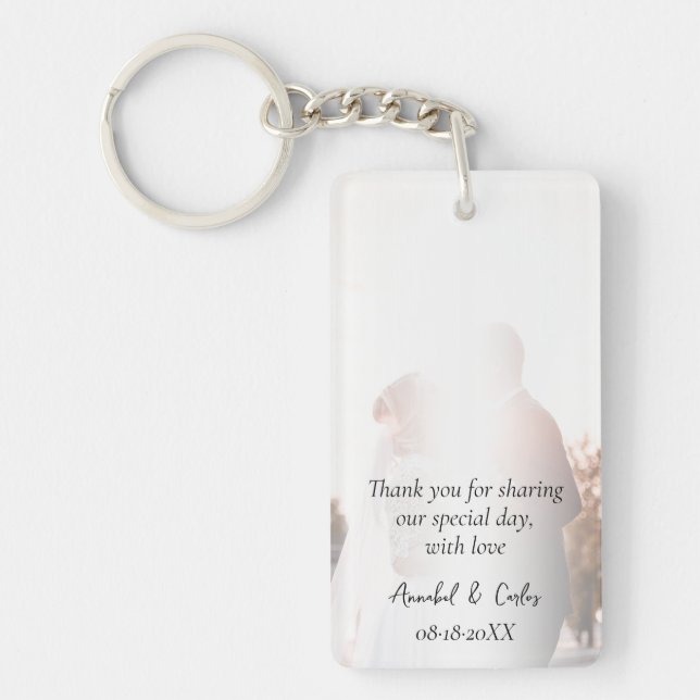 Thank you Wedding Photo Favour Gift Key Ring (Front)