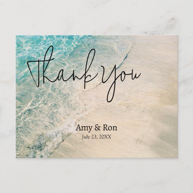Thank You wedding Postcard Beach Theme (Front)