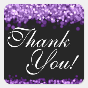Thank You Wedding Purple Lights Square Sticker