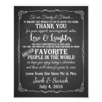 Thank you wedding sign customised chalkboard