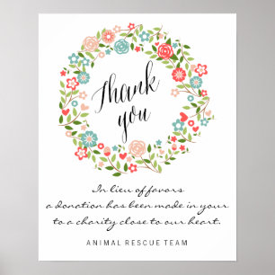 Thank you wedding sign   Floral   bothanical