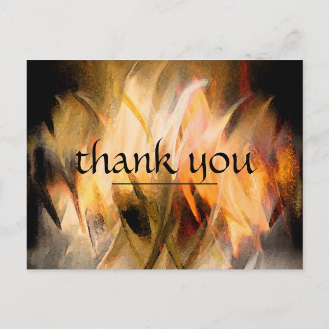 Thank You Wedding watercolor painting canvas Fire Postcard (Front)