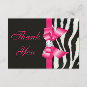 Thank You Wedding Zebra Hot Pink Bow