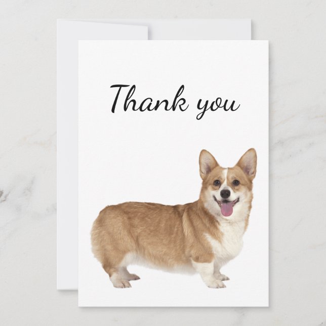 Thank You Welsh Corgi Dog Pet Animal  Card (Front)