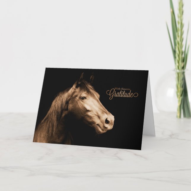 Thank You Western Sepia Toned Horse Blank Card (Front)