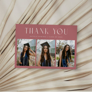 Thank You Whimsical Pink Graduation Photo Announcement