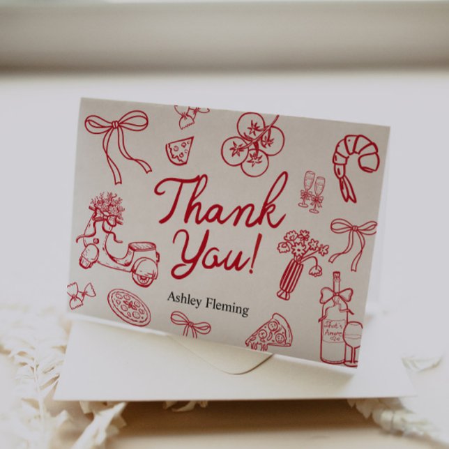 Thank You Whimsical Red Hand Draw Card  (Creator Uploaded)