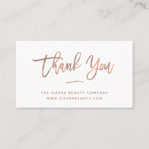 Thank You White and Rose Gold Small Business Card