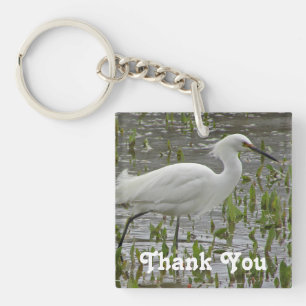 Thank You White Egret Photo Elegant Wading Bird Key Ring